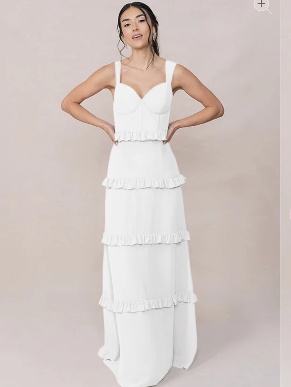 Revelry White Tiered Ruffle Maxi Gown